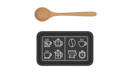 Wooden spoon and blackboard with coffee vector icons illustration © Jubayer
