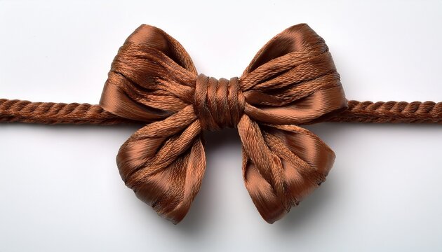 brown rope bow knot on white background