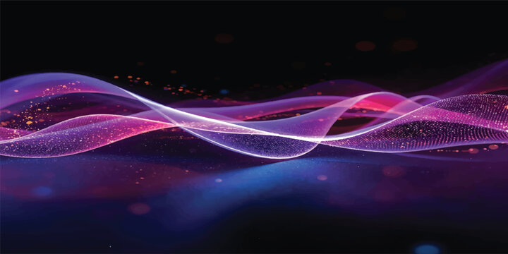 Futuristic Abstract Purple Fractal Smoke Wave Background with Glowing Blue and Pink Energy Lines Dynamic Motion Texture and Modern Digital Wallpaper Illustration