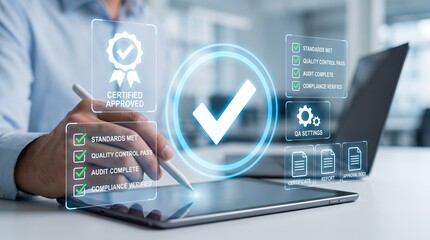 Quality control and compliance verification on a tablet © Abbas