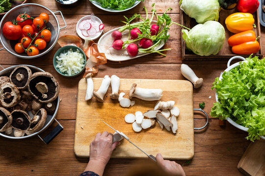 Fresh vegetables prepared for cooking