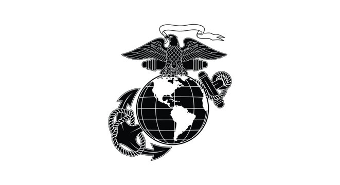 Us marine corps emblem with globe and eagle logo