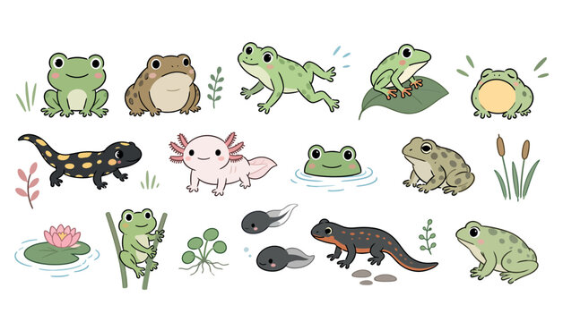 Cartoon Amphibians and Reptiles.