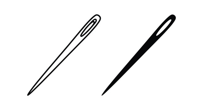 Two sewing needles with thread illustration