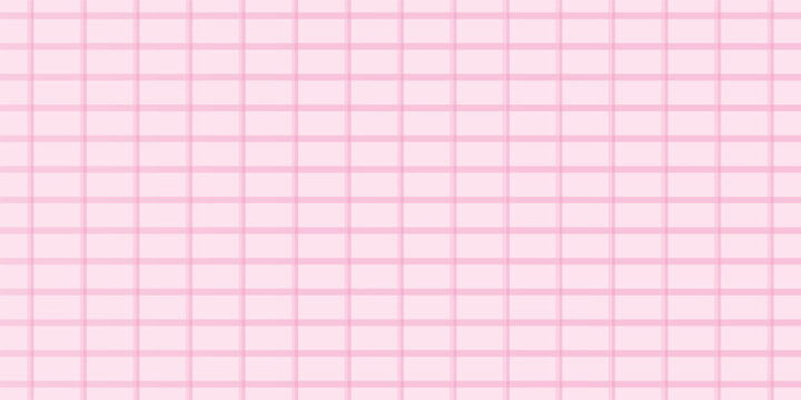 Cute pink geometric grid pattern background. Seamless minimalist graph paper checked texture for school notebook, stationery, banner, and sweet backdrop design.