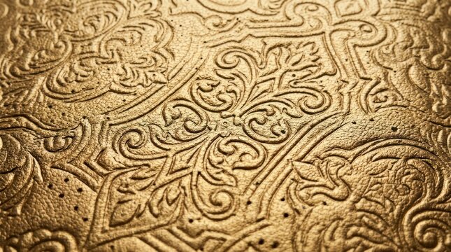 Golden ornate relief pattern with textured swirls and dots