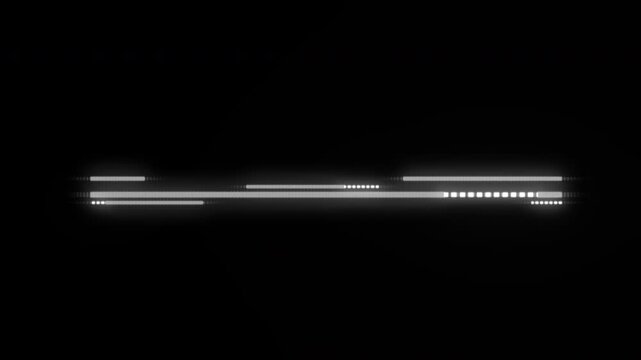 Minimalist digital loading bar animation with flickering light effects on black background.