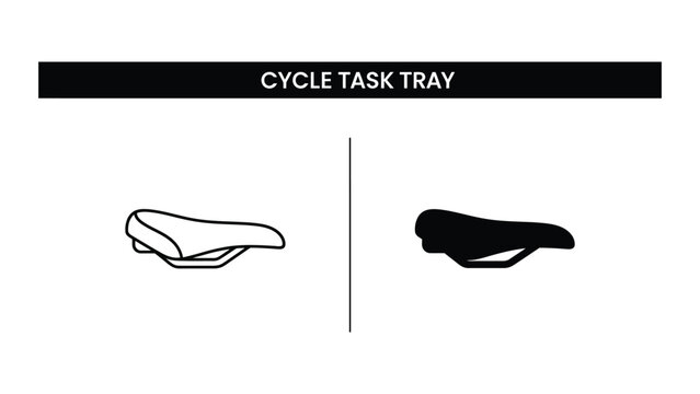 Black and white bicycle task tray vector illustration isolated on white background