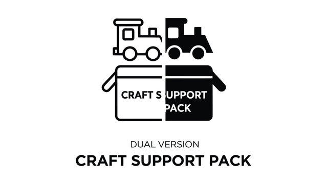 Black and white craft support pack logo vector illustration isolated on white background