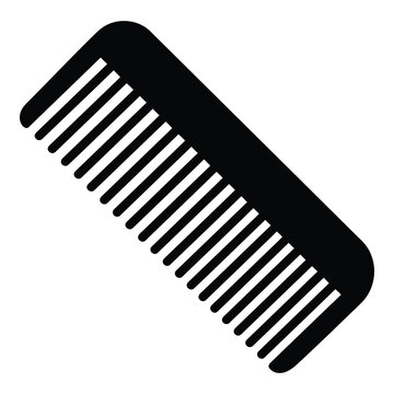 Simple black wide toothed comb for hair care and styling tools icon