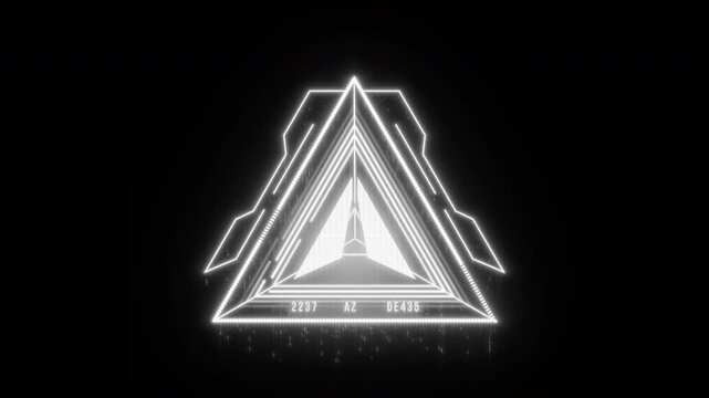 Futuristic Glowing Triangular Cybernetic Logo Animation.