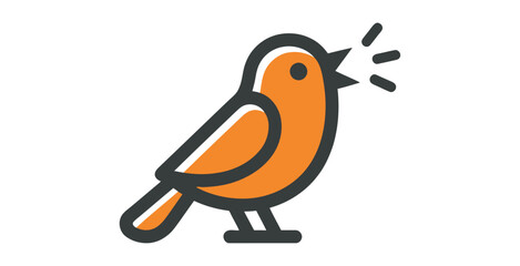 Fototapeta premium Singing Bird Minimalist Vector Icon