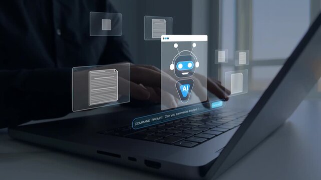 Artificial intelligence chatbot creating documents and written content for business professionals. Digital writing assistant designed for fast editing, reporting and office productivity workflows.