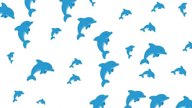 Multiple blue dolphin shapes create a repeating pattern on a alpha channel ideal for marine themed designs in various applications.