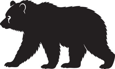Obraz premium Walking Bear Silhouette Vector Illustration Isolated on White Background for Wildlife Logo, Nature and Outdoor Design