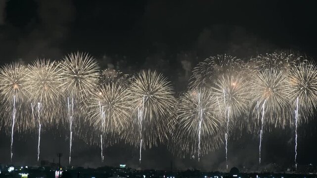 Phoenix Reconstruction Fireworks Display over Nagaoka City during Festival in Japan