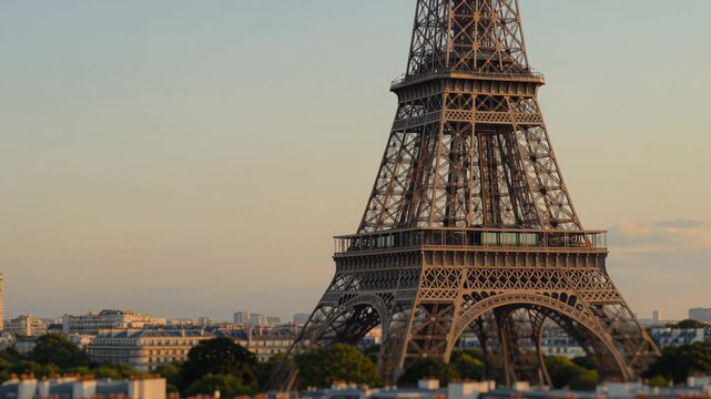 Majestic View of Eiffel Tower illustrating romance and iconic travel in Paris at golden hour