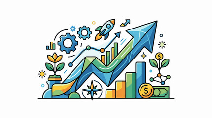 Naklejka premium Abstract graphic illustrating upward financial growth and business success