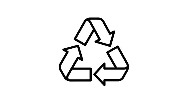 Minimalist black line recycling loop icon for waste reduction.