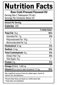 nutrition facts label image template for oil calories and fa