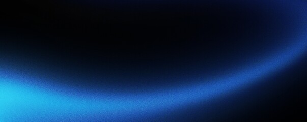 Fototapeta premium Abstract blue glowing wave dark background with soft light neon grainy gradient futuristic noise texture modern elegant wallpaper, backdrop, banner, header, poster, cover design