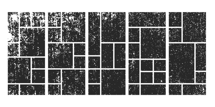 Square bento box layout template for photo galleries and presentations. Minimalist grid design with vertical geometric frames for modern collages and creative projects. Vector illustration.