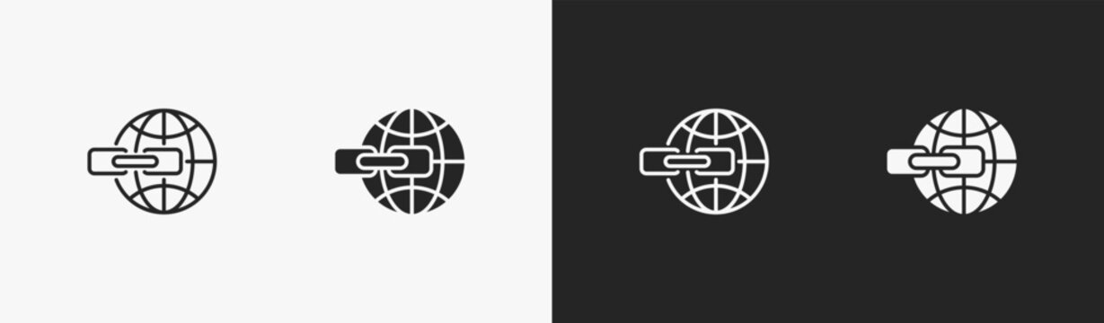 Set of backlink icon in black and white collection