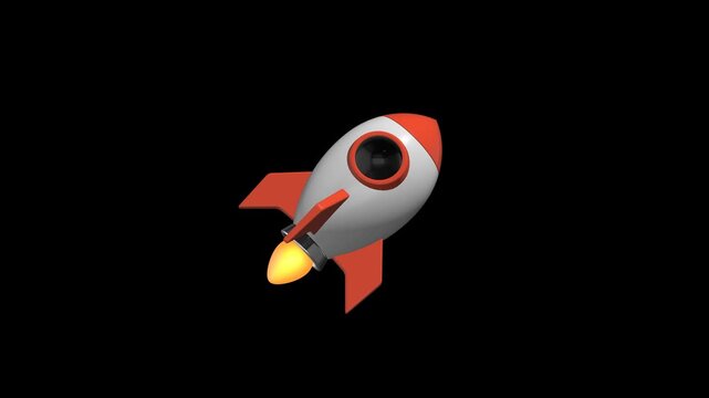 Business growth rocket launch on transparent background