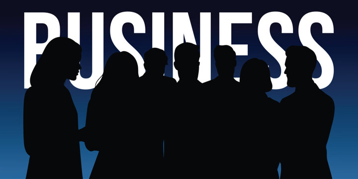 Business professionals standing together in silhouette