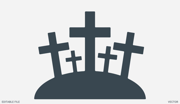 Christian calvary multiple crosses silhouette icon design for good friday easter and religious concepts