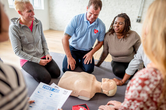 First aid training session group