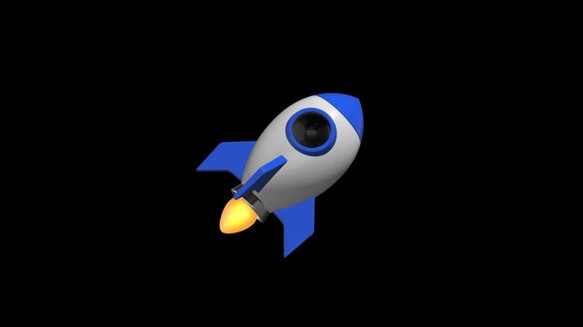 Purple rocket business strategy and Innovation loop animation on transparent background for business