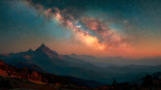 Glowing galactic formation enhancing remote wilderness scenery remarkable cosmic landscape Image illustration