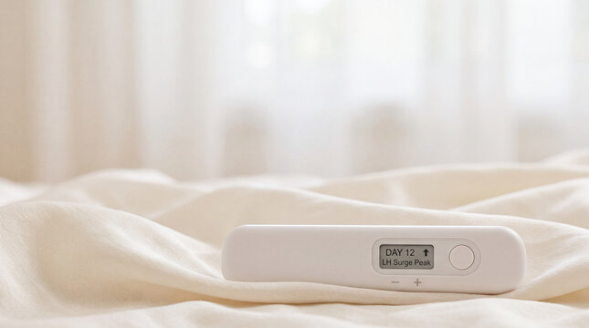Journey to conception revealed by a digital fertility monitor showing an LH surge peak on day twelve