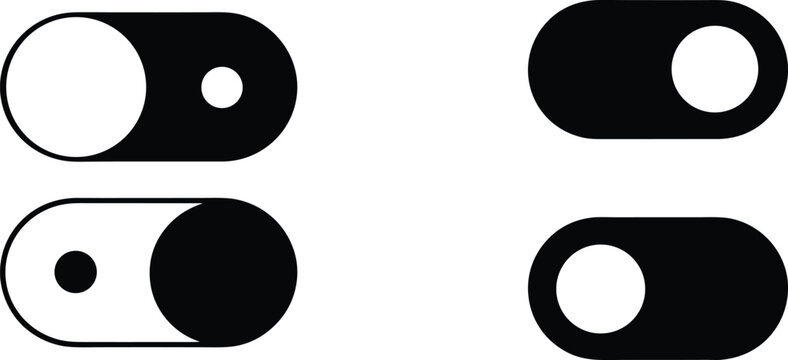 Set of ui toggle switch icons in on and off states for web application interface design and digital user experiences.