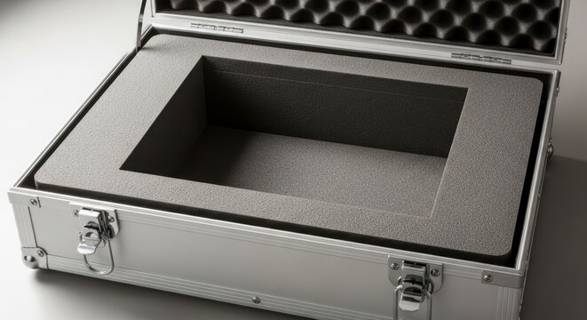 Open Silver Aluminum Hard Case with Custom Foam Padding