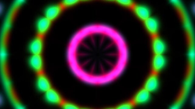 Bright circular pattern with glowing colors on a dark background
