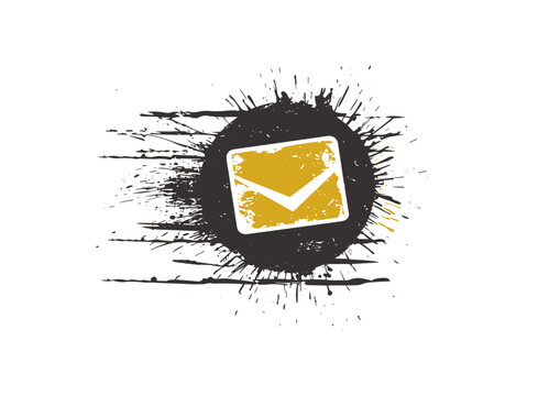 Express Mail Envelope Icon with Grunge Splash Effect Vector Isolated on Transparent Background