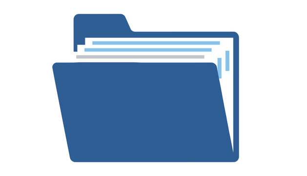 Open computer folder icon containing documents or files representing digital data storage and organization for business or personal use.