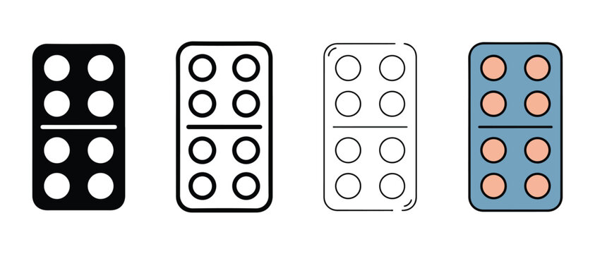 Dominoes icons set in different colors and styles for games and hobbies  various designs of domino pieces