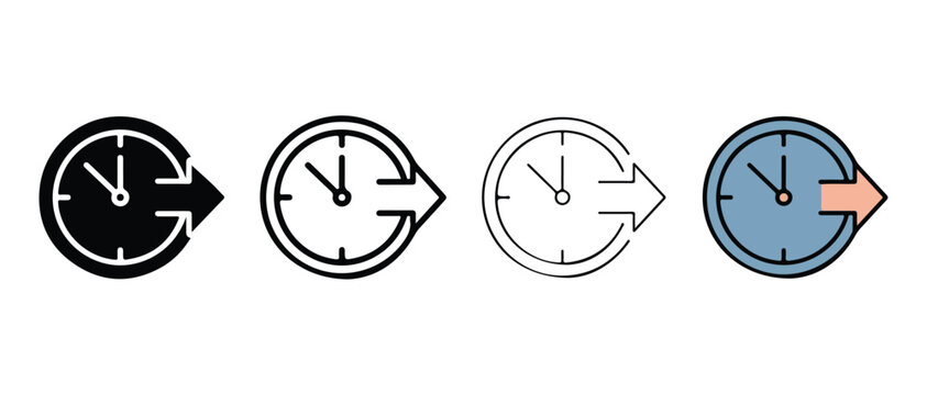 clock icons with arrows indicating time movement and change concepts in various design styles and colors  clocks with arrows on white background