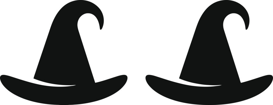 Halloween witch hats spooky black silhouette icons for halloween decorations and party supplies