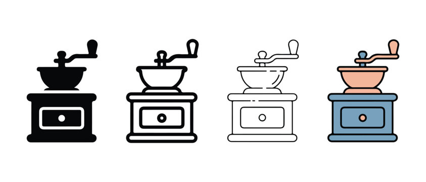 coffee grinders side by side on white background  coffee mill grinders