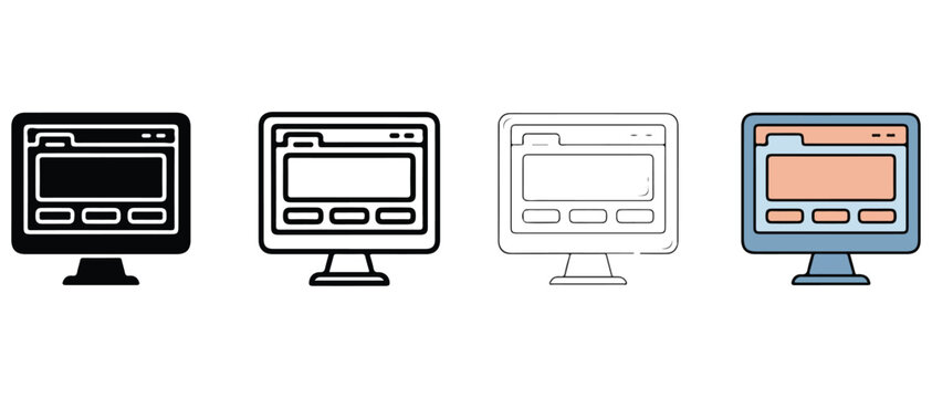 computer monitors with blank screens on white background  web design concept