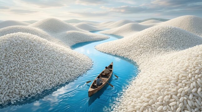 Boat Sailing Through White Sand Dunes