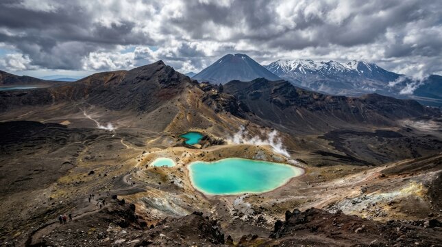 Mountain Crater Lake Aerial Landscape