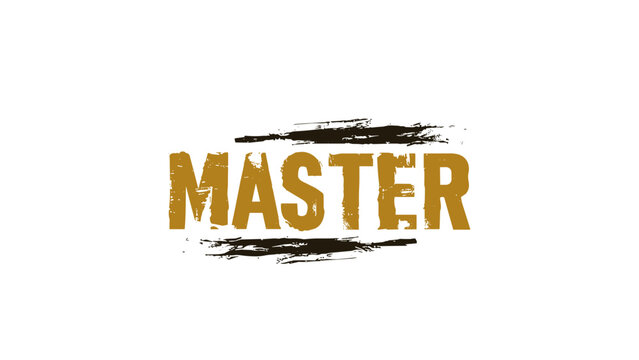 Master Typography Badge with Grunge Brush Stroke Design Vector Isolated on Transparent Background