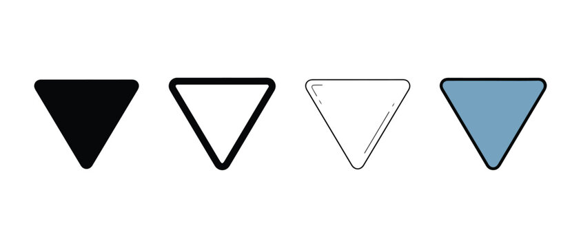  triangle shapes with various fill styles and line art on white background  geometric forms and symbols used in design and icons