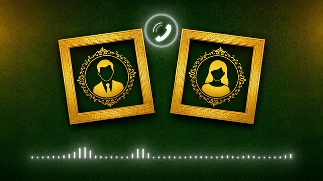 Real Time Voice Call Recording Animation Featuring Dynamic Audio Spectrum, Phone Icons and Sound Wave Display, 4K Loop