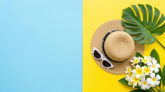 Summer Vacation Flat Lay Background